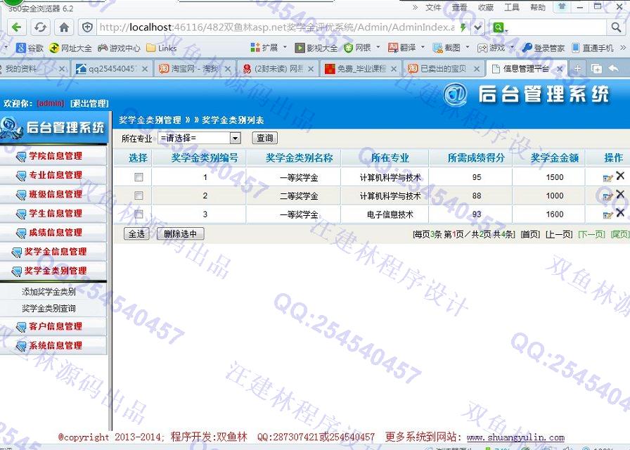 计算机源码设计实例-482大神asp.net奖学金信息评优系统截图