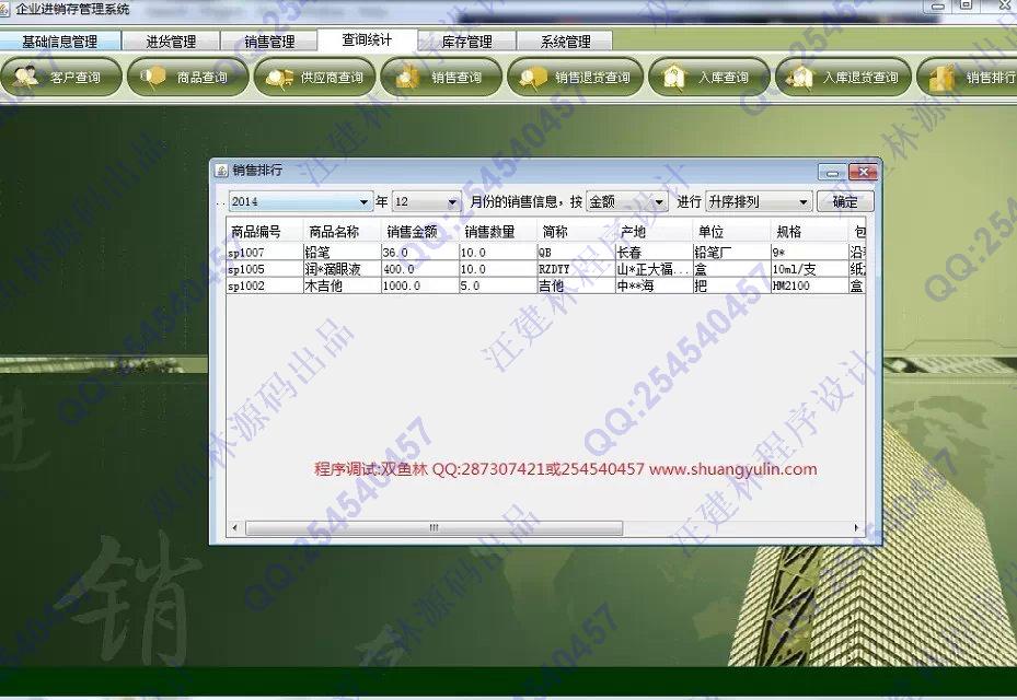 计算机源码设计实例-544Java_swing进销存销售管理系统截图