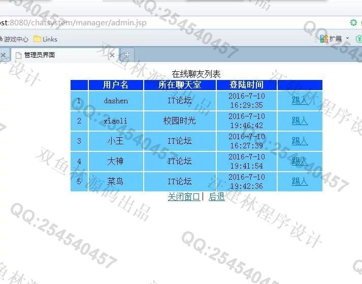计算机源码设计实例-627JSP在线web聊天室系统设计截图