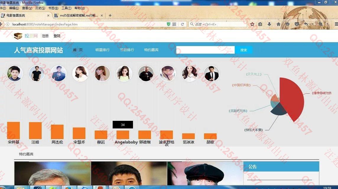计算机源码设计实例-647SpringMVC_Mybatis_EasyUI综艺节目人气嘉宾评选投票网站截图
