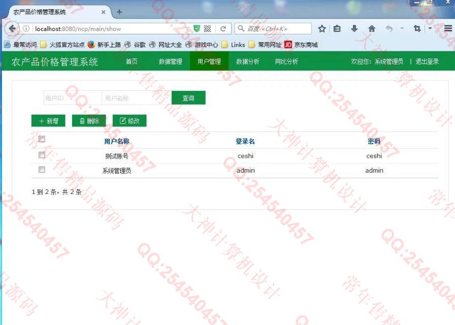 计算机源码设计实例-685JSP基于SpringMVC农产品价格对比统计系统截图
