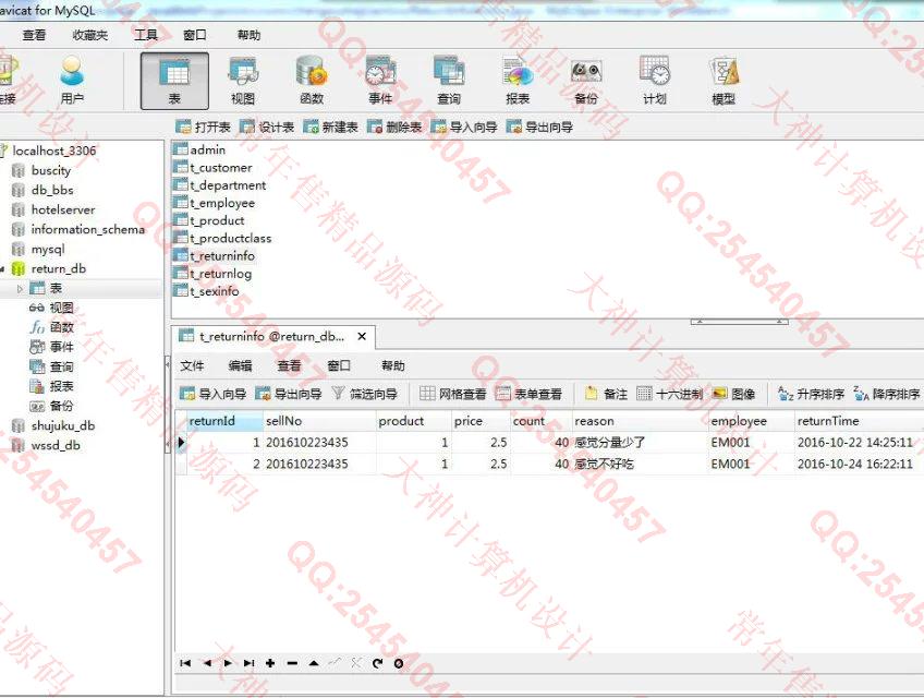 计算机源码设计实例-706大神SSH2商品退货管理系统截图