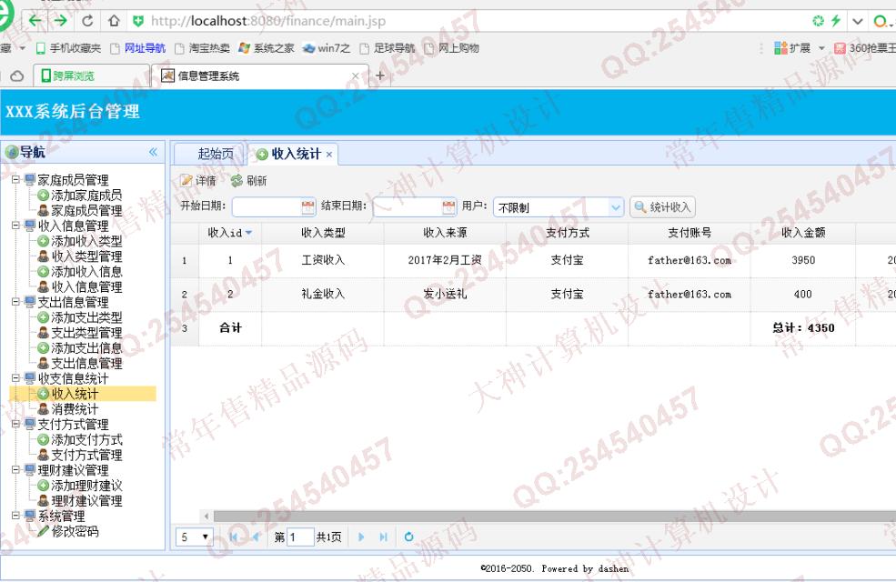 计算机源码设计实例-743大神SSH2_EasyUI家庭财务理财系统截图