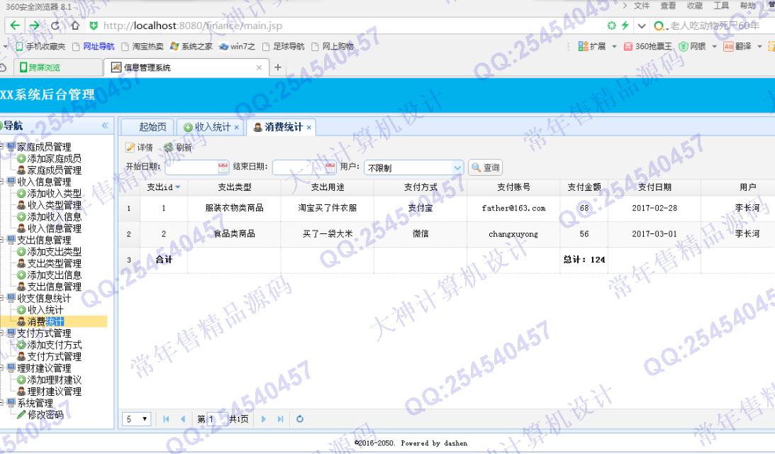 计算机源码设计实例-743大神SSH2_EasyUI家庭财务理财系统截图