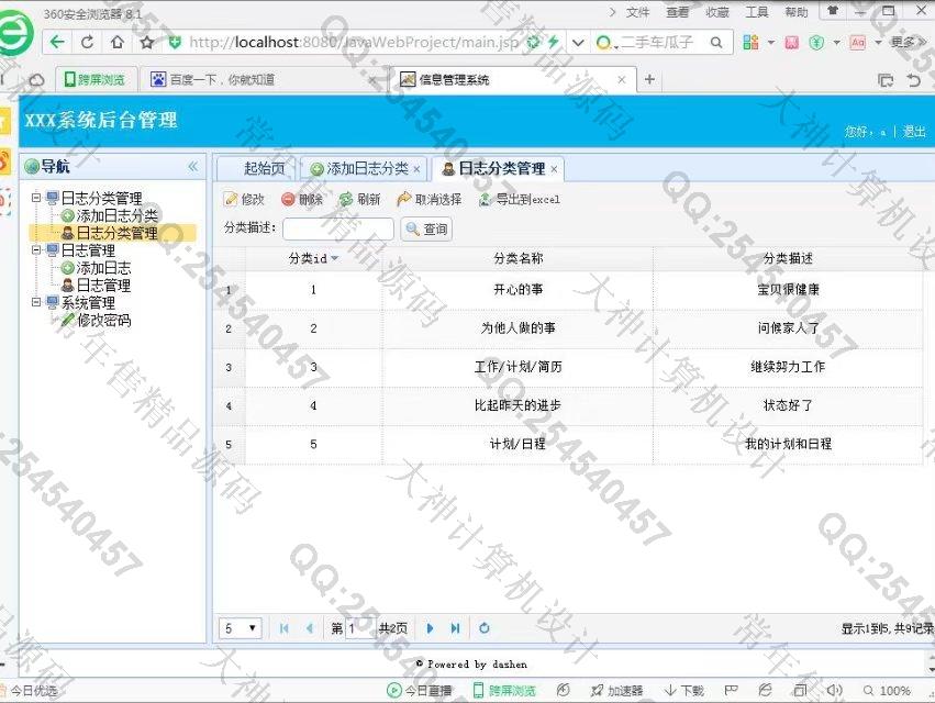 计算机源码设计实例-766大神SSH2_EasyUI九宫格个人博客网站截图