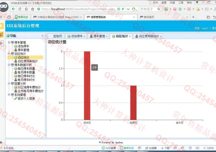计算机源码设计实例-769大神SSH2_EasyUI停车信息统计分析系统截图