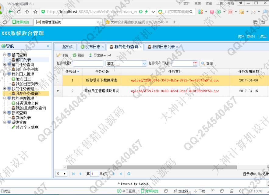 计算机源码设计实例-774大神SSH2_EasyUI员工任务绩效评价系统截图