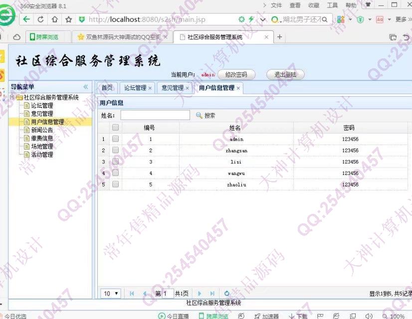 计算机源码设计实例-819JSP_SSH2_EasyUI社区活动小区系统截图