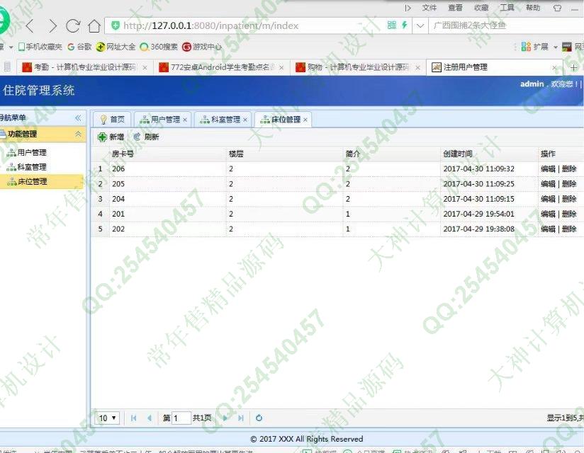 计算机源码设计实例-828JSP基于SSM框架医院病人住院部管理系统截图