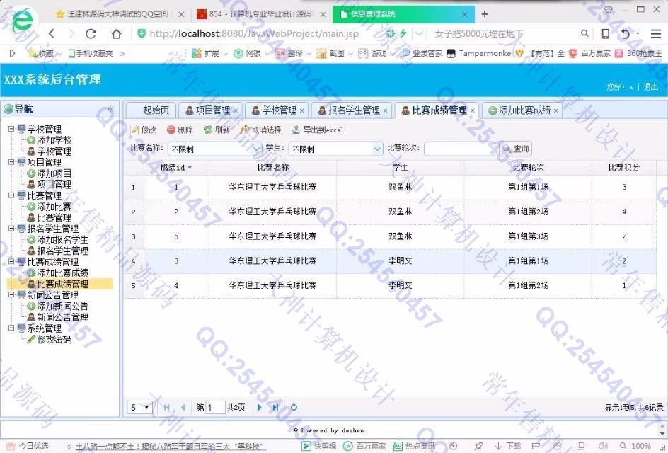 计算机源码设计实例-857大神JSP基于SSM大学生校园体育比赛响应式网站截图
