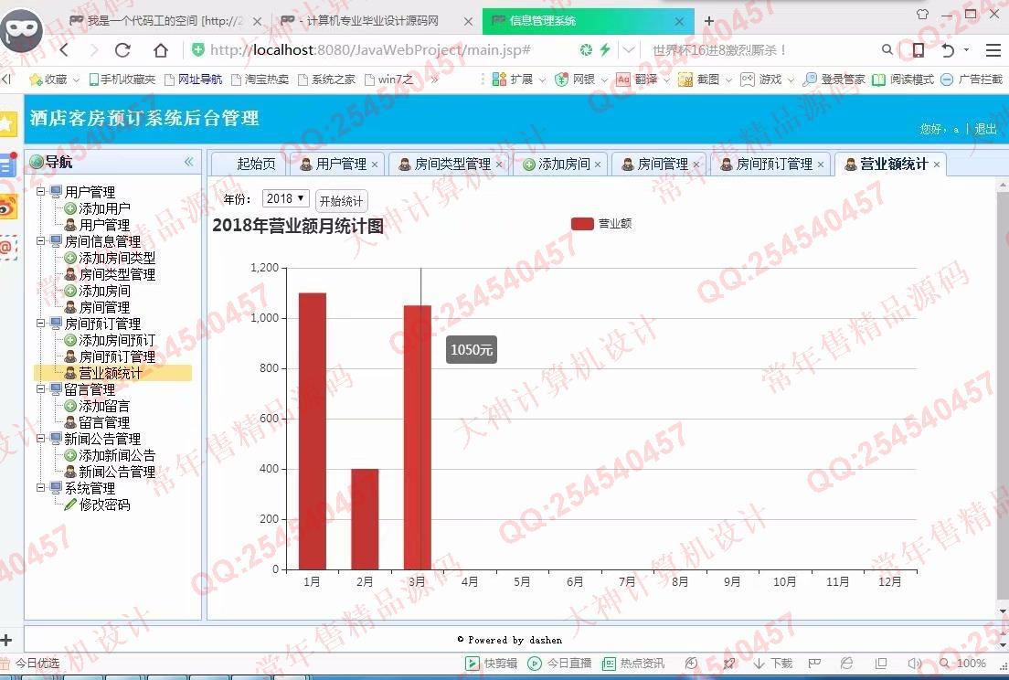 计算机源码设计实例-875大神SSM_HTML5酒店预订宾馆客房入住管理系统截图